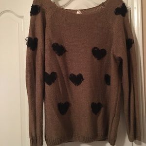 Cute brown heart sweater